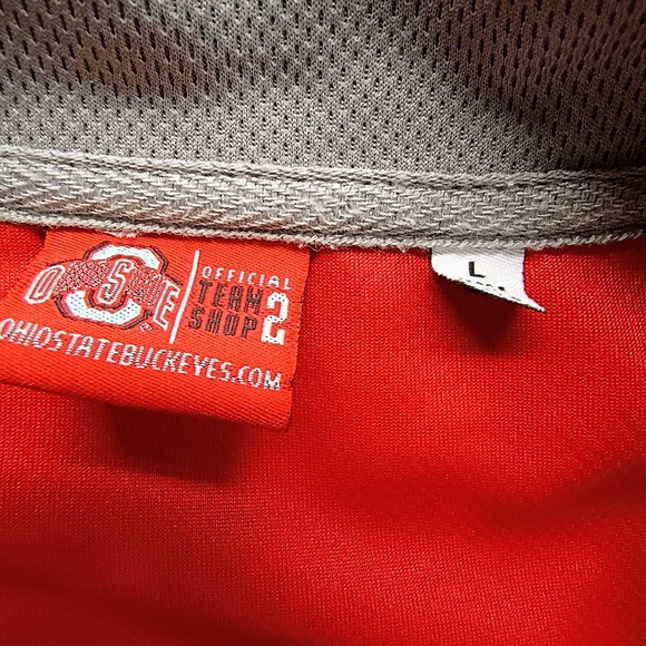 Ohio State OSU Buckeyes Team Shop 1/4 Zip Short Sleeve Polo Womens Red Gray Logo - Picture 7 of 10